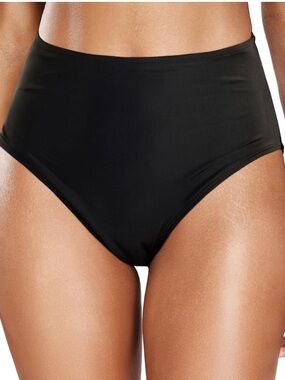 Ellen Tracy Black High Waisted Swim Bottoms Smooth Everyday Bikini Size 8